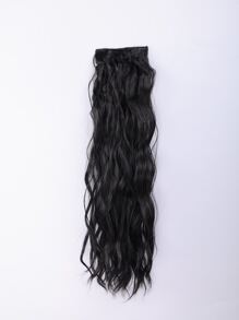 Clip In Medium Body Wave Synthetic Hair Extension - Black - View 1