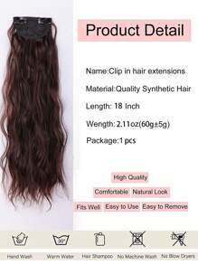 Clip In Medium Body Wave Synthetic Hair Extension - Light Brown - View 3