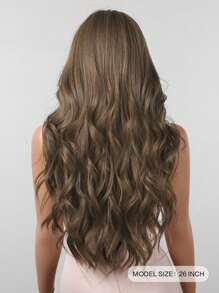 Long Body Wave Synthetic Wig With Bangs - Brown - View 6