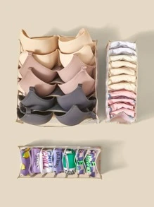 SHEIN BASIC LIVING 1 件入衣櫥收納抽屜隔板 3 號尺寸帶透氣網布 適用於襪子/領帶/內衣/腰帶/襯衫/毛巾 - 灰色 - 查看 2