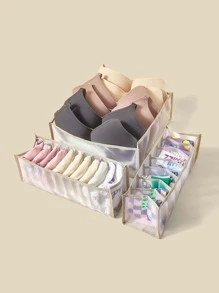 SHEIN BASIC LIVING 1 件入衣櫥收納抽屜隔板 3 號尺寸帶透氣網布 適用於襪子/領帶/內衣/腰帶/襯衫/毛巾 - 灰色 - 查看 11