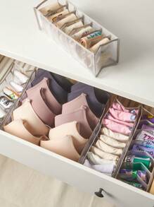 SHEIN BASIC LIVING 1 件入衣櫥收納抽屜隔板 3 號尺寸帶透氣網布 適用於襪子/領帶/內衣/腰帶/襯衫/毛巾 - 灰色 - 查看 1