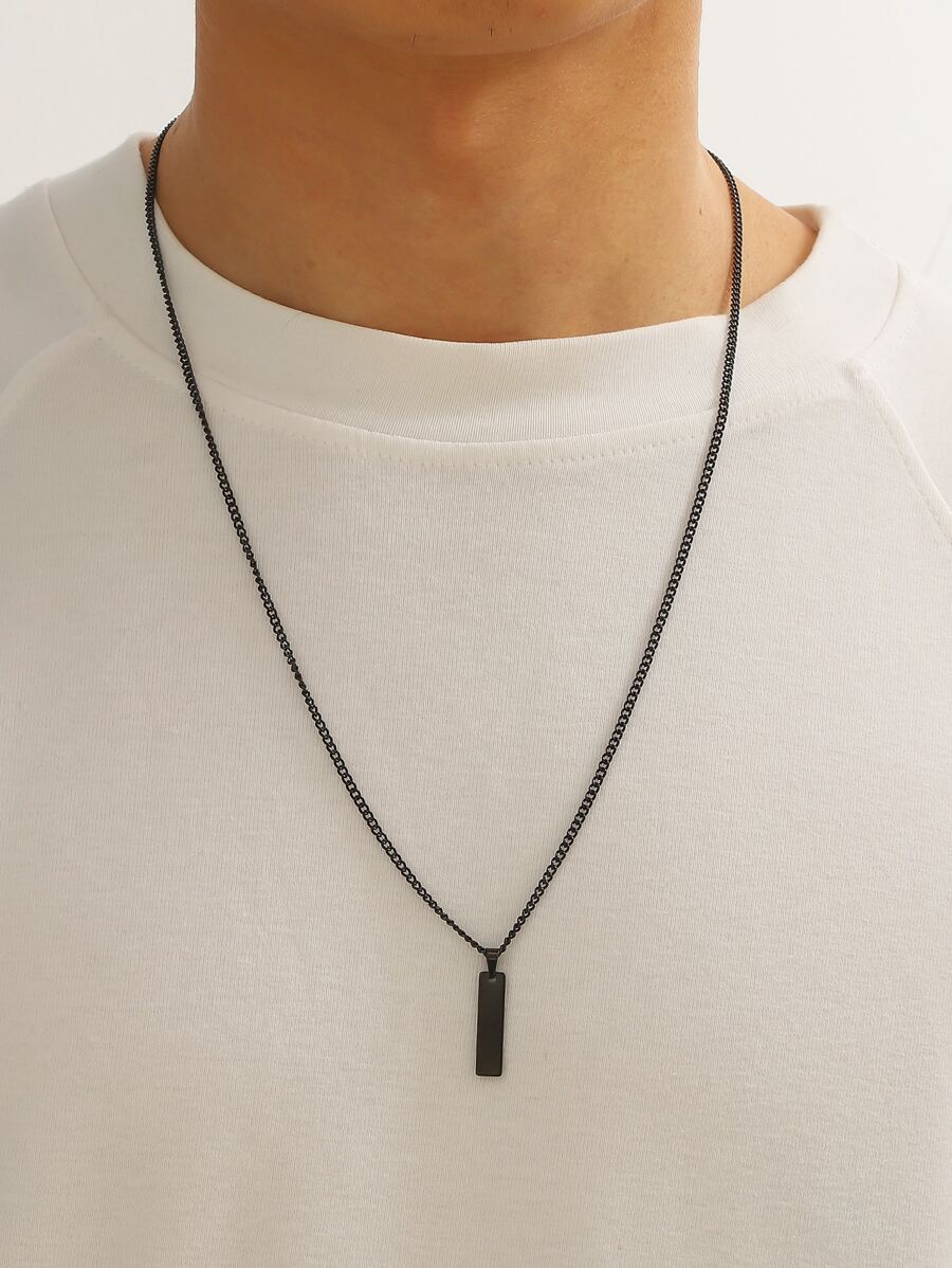 1 Miếng Đúng mốt Thép không gỉ Hình chữ nhật Dây chuyền với sức hấp dẫn Cho nam giới Để Trang Trí Hàng Ngày Đối với Đồ trang sức Qủa tặng - Màu Đen Súng - Xem 1