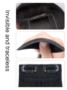 2 chiếc Topper tóc tổng hợp ngắn thẳng - màu đen - Xem 5