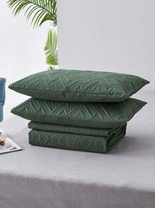 3pcs Geometric Pattern Bedspread Set - Dark Green - View 6