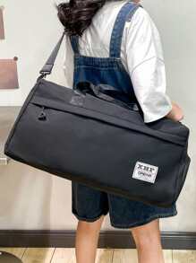 字母貼飾旅行包運動 - 黑色 - 查看 1