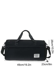 字母貼飾旅行包運動 - 黑色 - 查看 3