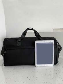 字母貼飾旅行包運動 - 黑色 - 查看 4