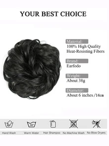 Updo de cabello rizado sintético - Negro - Ver 3