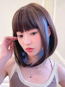 短直筒人造假髮帶劉海 - 彩色 - 查看 4