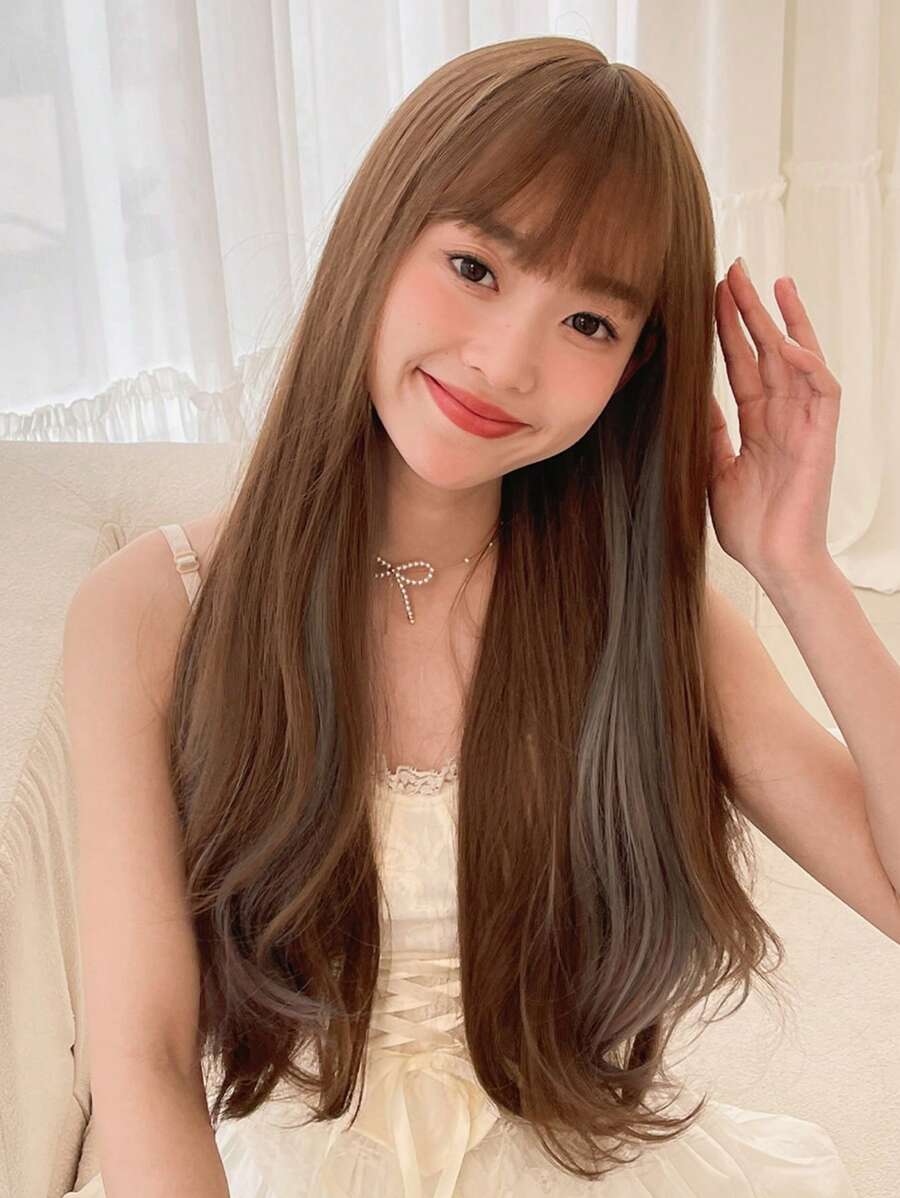 長款卷人造假髮帶劉海 - 彩色 - 查看 1