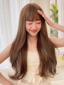 長款卷人造假髮帶劉海 - 彩色 - 查看 3