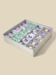 SHEIN BASIC LIVING 1 件可折疊櫥櫃衣櫃收納抽屜收納襪內衣收納隔板 24 格