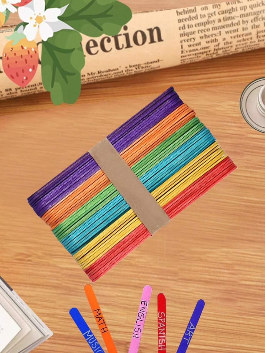 50pcs Mixed Color Wooden Stick - Multicolor - View 1