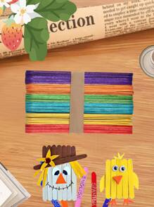 50pcs Mixed Color Wooden Stick - Multicolor - View 2