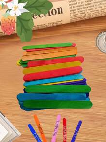 50pcs Mixed Color Wooden Stick - Multicolor - View 3