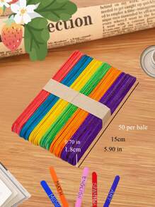 50pcs Mixed Color Wooden Stick - Multicolor - View 4