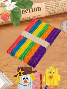 50pcs Mixed Color Wooden Stick - Multicolor - View 5