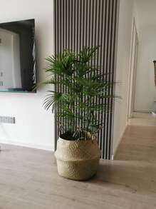 1pc Simple Straw Storage Basket - Camel - View 6