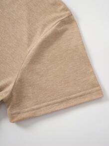 SHEIN Essnce Book & Letter Graphic Tee - Khaki - View 4