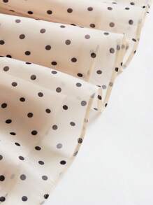 SHEIN MOD Polka Dot Print Puff Sleeve Mesh Overlay Dress - Multicolor - View 3