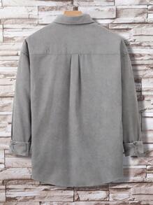 Manfinity Homme Men Dual Pocket Button Front Loose Shirt Without Tee - Grey - View 2