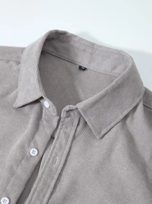 Manfinity Homme Men Dual Pocket Button Front Loose Shirt Without Tee - Grey - View 4