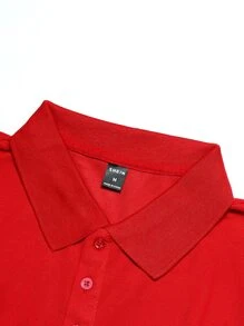 Manfinity Homme Men Letter Graphic Contrast Trim Polo Shirt - Red - View 4