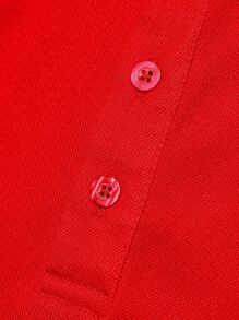 Manfinity Homme Men Letter Graphic Contrast Trim Polo Shirt - Red - View 5