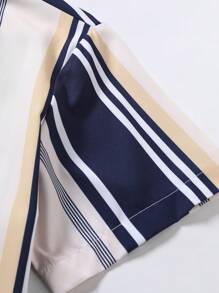 Manfinity Hombres Camisa con estampado de rayas sin camiseta - Multicolor - Ver 3