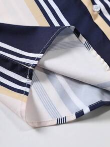 Manfinity Hombres Camisa con estampado de rayas sin camiseta - Multicolor - Ver 6