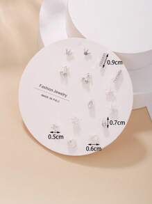 مجموعة أقراط دبوسية للنساء بتصميم تاج، زهرة الكرز والأوراق والراينستون المزينة، 7 أزواج للاستعمال اليومي/ الأسبوع لحفلة عيد ميلاد