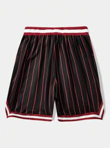 ROMWE MEN Prep Quần short lưới rộng rãi dành cho nam thời trang có sọc và in chữ cho mùa hè, trường học - Nhiều màu - Xem 2