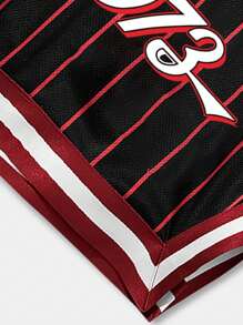 ROMWE MEN Prep Quần short lưới rộng rãi dành cho nam thời trang có sọc và in chữ cho mùa hè, trường học - Nhiều màu - Xem 6