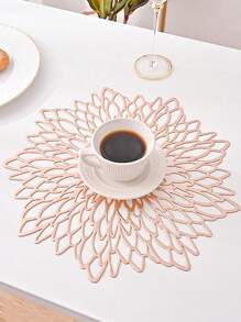 4 cái Thảm trải bàn ăn bằng nhựa Pvc tông màu vàng rỗng, chống nước, dễ lau chùi, có thể lau được, chống trượt, chịu nhiệt, trang trí lễ hội tiệc cưới ngày lễ - Hoa hồng vàng - Xem 2