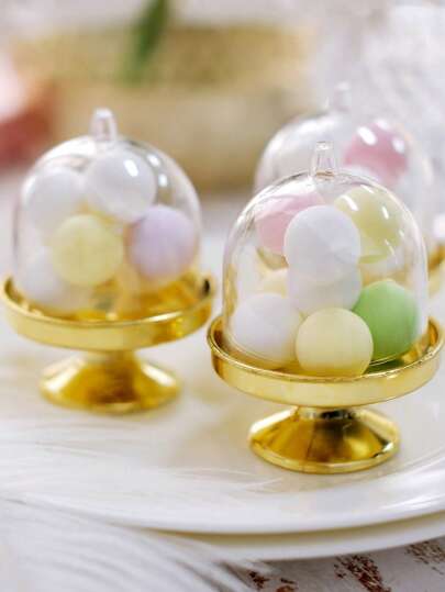 24/12/6pcs Gold Dessert Trays, Candy Gift Boxes, Plastic Transparent Favor Boxes For Candy, Sweets, Dessert Decoration And Storage, Suitable For Valentine's Day, Wedding, Tabletop