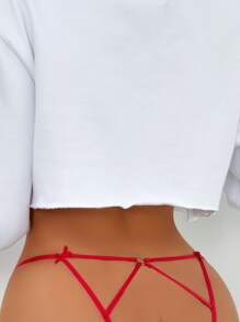 Strappy Back Heart Lace Panty - Red - View 2