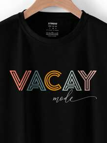 SHEIN LUNE Camiseta con estampado de letra - Negro - Ver 5
