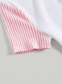 SHEIN MOD Contrast Collar Ribbed Knit Crop Tee - Multicolor - View 4