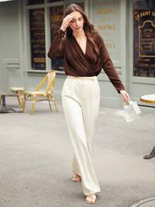 MOTF PREMIUM STRAIGHT FIT DRAPED TOP - Coffee Brown - View 3