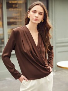 MOTF PREMIUM STRAIGHT FIT DRAPED TOP - Coffee Brown - View 4