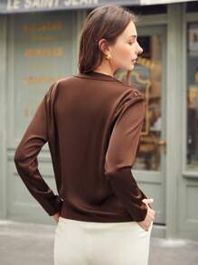 MOTF PREMIUM STRAIGHT FIT DRAPED TOP - Coffee Brown - View 5