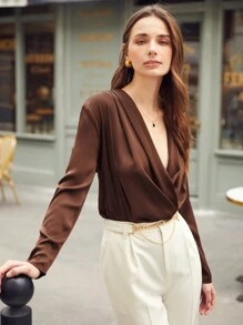 MOTF PREMIUM STRAIGHT FIT DRAPED TOP - Coffee Brown - View 6