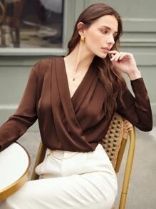MOTF PREMIUM STRAIGHT FIT DRAPED TOP - Coffee Brown - View 7