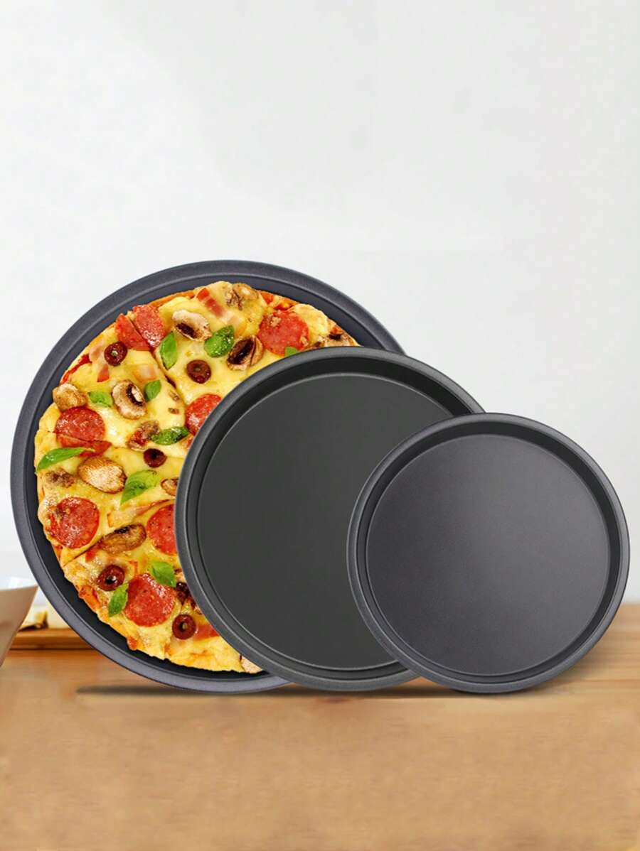 1pc Plain Pizza Pan - Black - View 1