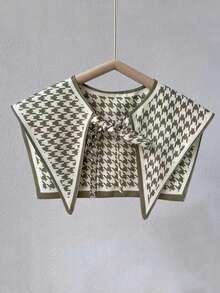 1pc Women's Houndstooth Pattern Scarf Collar Shawl, Suitable For Daily Wear - Green - View 2