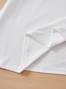 SHEIN Essnce Áo thun Plus size Xù phân lớp màu trơn Giải trí - trắng - Xem 6