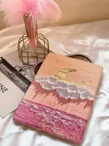 Ốp PU chống rơi họa tiết mặt trăng và đám mây Tương thích với iPad - Màu vàng - Xem 1