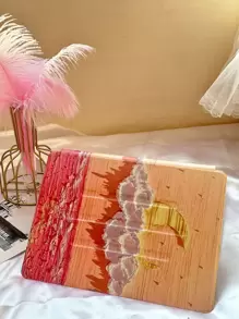 Ốp PU chống rơi họa tiết mặt trăng và đám mây Tương thích với iPad - Màu vàng - Xem 3