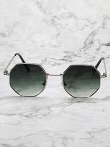 1件男女通用金属多边形装饰时尚休闲眼镜，适合万圣节、海滩等场合，打造街头风格，可搭配毛衣、夹克、卫衣、连帽衫、皮裤和工装裤，是夏季海滩度假、户外活动和旅行的理想之选。